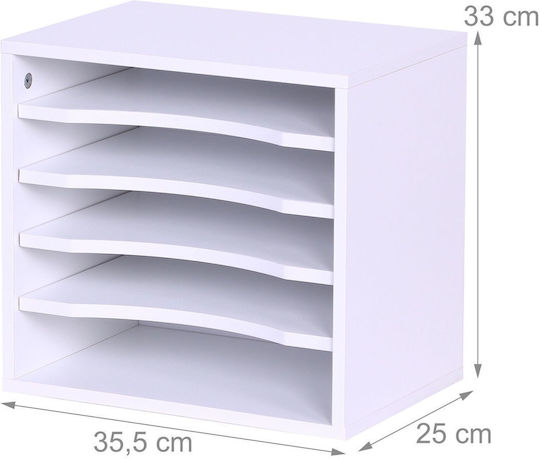 Relaxdays Държач За Книги И Документи 33.5 X 25 X 33 См 5 Отделения Бял