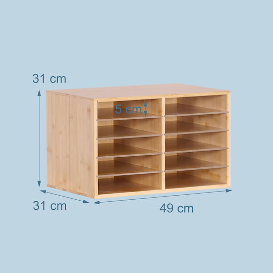 Relaxdays Document Organizer Bamboo 10 Compartments Brown 31x49x31cm