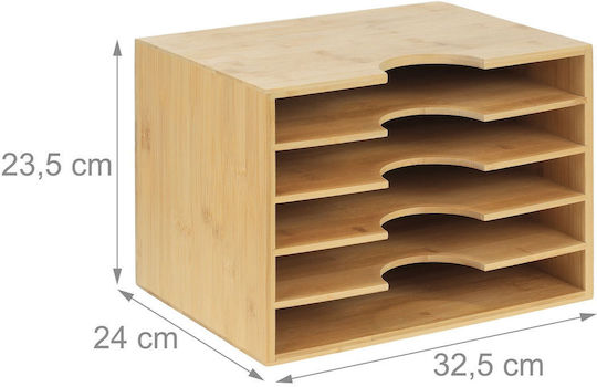 Relaxdays Office Document Organizer 23.5 X 32.5 X 24 Cm Bamboo 5 Compartments Brown