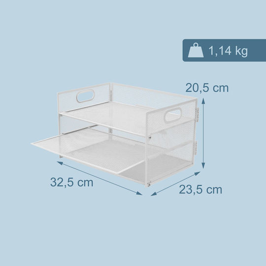 Relaxdays Organizator De Birou 3 Niveluri 20.5 X 32.5 X 23.5 Cm Metal Alb