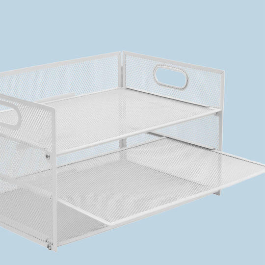 Relaxdays Organizator De Birou 3 Niveluri 20.5 X 32.5 X 23.5 Cm Metal Alb