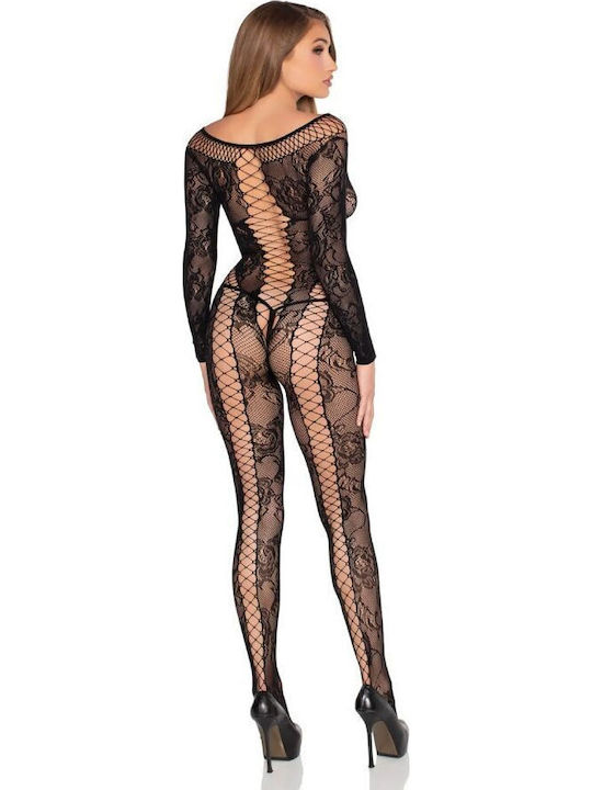 Leg Avenue 89369 Net & Lace Jumpsuit Black One Size