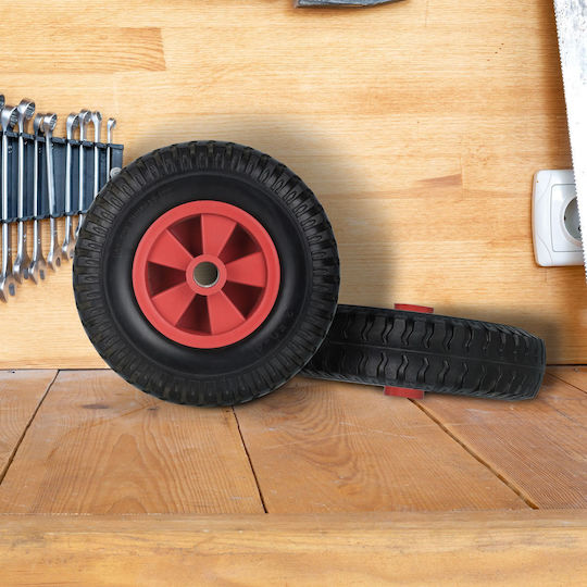 Set 2 Wheelbarrow Wheels Relaxdays 2.50-4 Red Black Solid Rubber