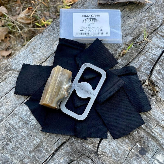 Bushcraft Char Cloth Amorsă Premium Pachet 10 Negre