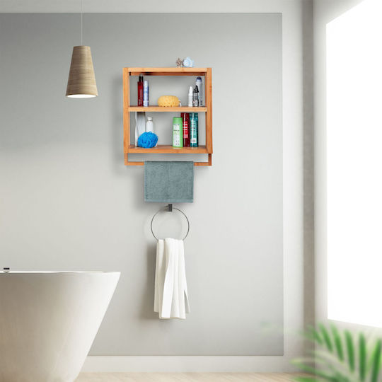 Relaxdays Raft de Baie Montat pe Perete din Bambus 58.5x52x21cm Maro