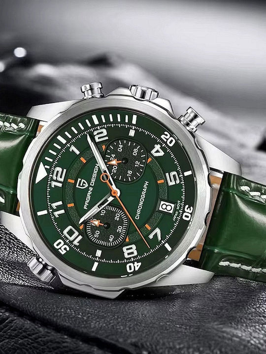 Herrenuhr Automatisch mit Grünem Lederriemen