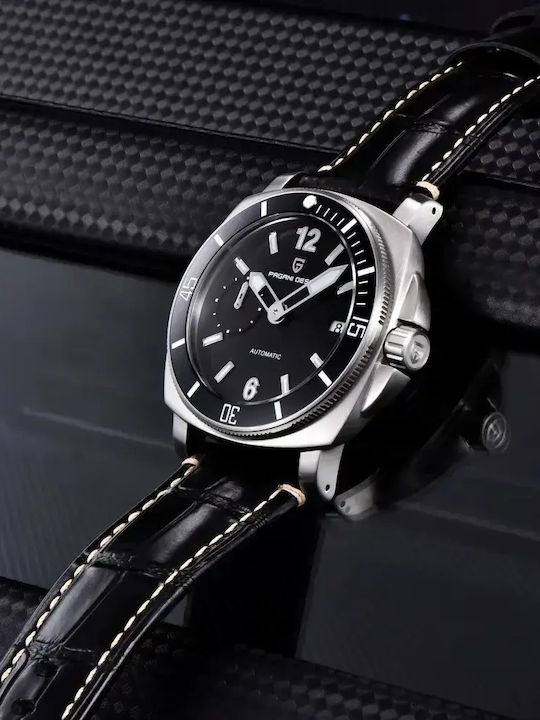 Pagani Design Herrenuhr Automatik mit Schwarz Lederriemen