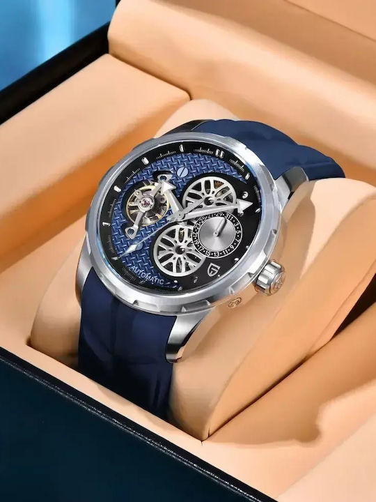 Pagani Design Мъжки Часовник Автоматичен със Синя Каучукова Каишка