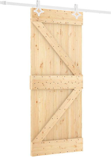 Schiebetür Natürliches Weiß 80 x 210 cm Massivholz Kiefer 3445081 Braun