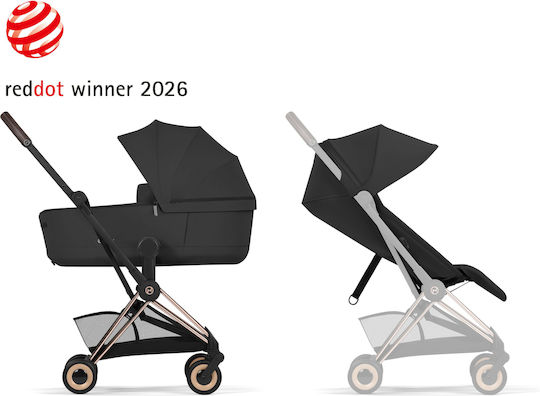 Cybex Coya Comfort Ρυθμιζόμενο Καρότσι 2 σε 1 Kατάλληλο για Nεογέννητο Sepia Black / Rosegold Frame 9.8kg