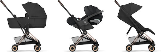 Cybex Coya Comfort Ρυθμιζόμενο Καρότσι 2 σε 1 Kατάλληλο για Nεογέννητο Sepia Black / Rosegold Frame 9.8kg