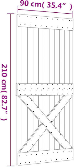 Ușă Glisantă Natur Alb 90 X 210 Cm Lemn Masiv de Pin 3445174 Maro