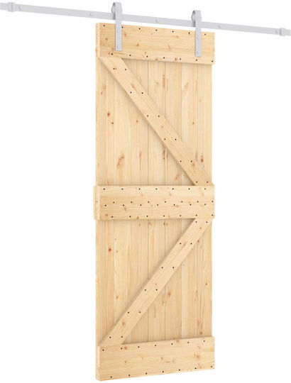 Schiebetür Natürliches Weiß 80 x 210 cm Massivholz Kiefer 3444948 Braun