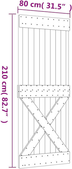 Συρόμενη Πόρτα Φυσικό Λευκό 80 X 210 Cm 3445017 Καφέ