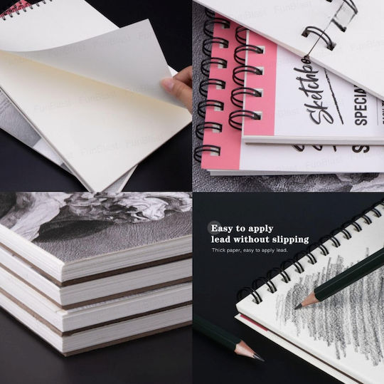 Roza Sketchbook A3 160gsm Σπιράλ Μπλοκ Σχεδίου 48 Σελίδες Μολύβι & Μαρκαδόρους