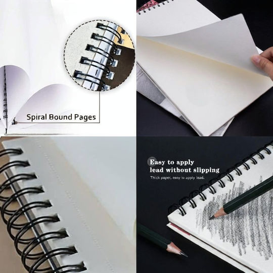 Roza Sketchbook A4 160gsm Spiral Sketch Pad 48 Pages Blue For Pencil & Markers