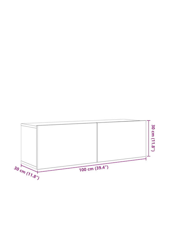 vidaXL Wohnzimmer TV-Einheit Schwarze Eiche M100xB30xH30cm