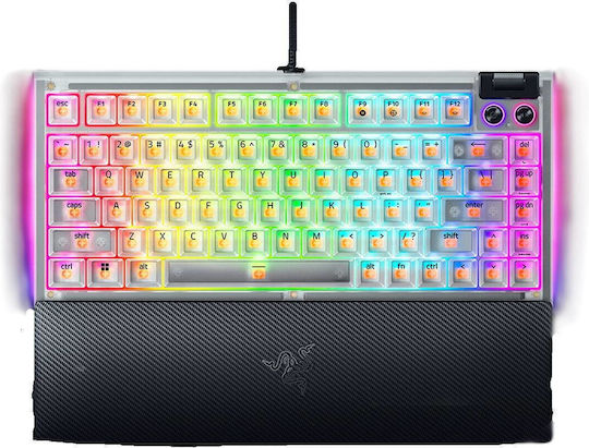Razer BlackWidow V4 Gaming Mechanical Keyboard 75% with Razer Orange Switches and RGB Lighting English US Phantom White Edition