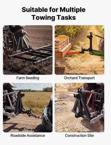 Vevor 3 Point Trailer Hitch 50.8 Mm Receiver 3 Pt Quick Hitch Attachment Tractor Tow Drawbar Adapter Compatible Category 1 Kubota Mahindra Ford Yanmar John Deere Massey Ferguson