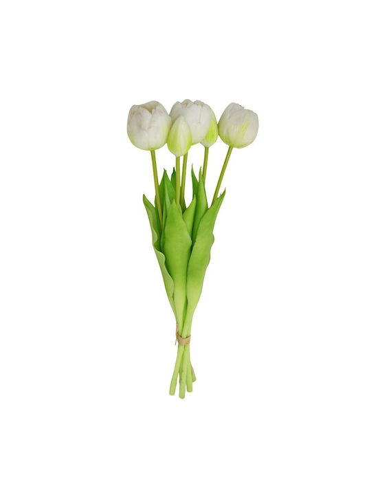 Bouquet 5 White Peony Tulips 39 Cm Life-like Spring Decoration