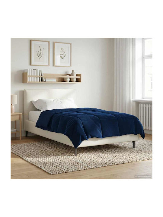 vidaXL Single Duvet Cover Set 155x200cm With Pillowcase Dark Blue