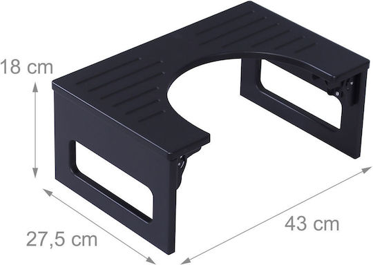 Relaxdays Scaun De Toaletă 43 X 27.5 X 18 Cm Pliabil Bambus Negru
