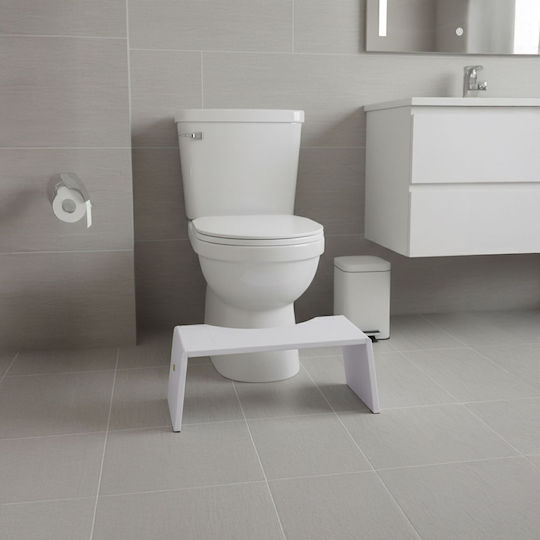 Scaun De Toaletă Relaxdays 43,5 X 20 X 19 Cm Pliabil Antiderapant Bambus Alb