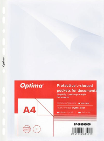 Optima Kunststoff Produkt Schutzhülle L A4 Dokumente 80 Mikron 100 Stück Set Optima Kristall