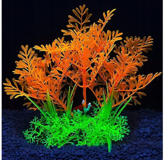 Aqua Natura Plant Decorațiune Acvariu Portocalie Plastic 12 Cm Bază Iarbă
