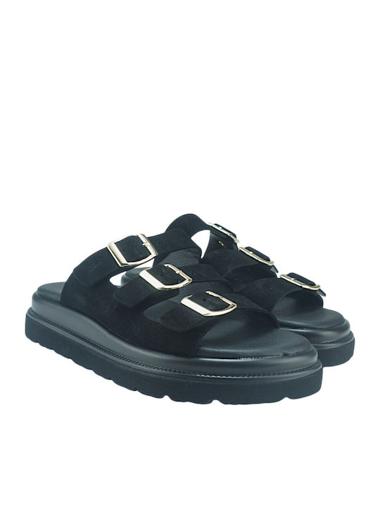 Damen Flache Sandalen Schwarz