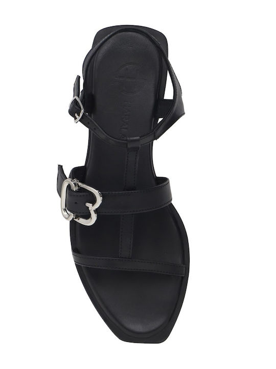 Leather Women's Flat Sandals Black