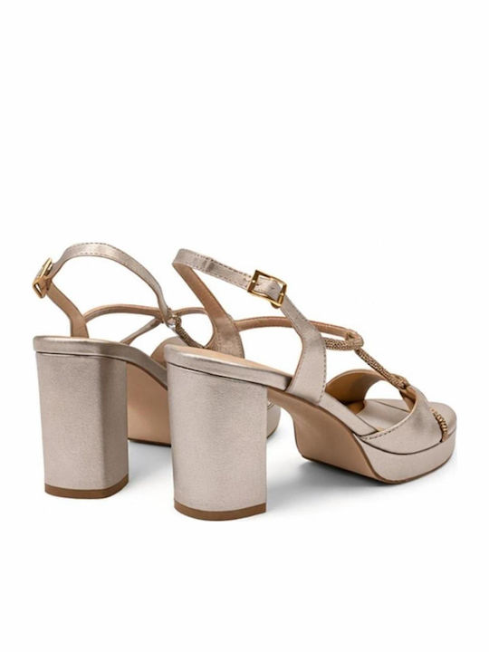 Sandale Elegante Damă Aurii Din Piele