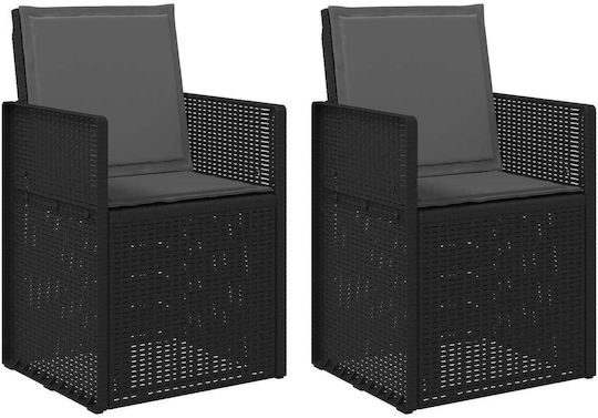 Scaun De Exterior Din Polipropilenă Antracit Cu Pernă 2 Bucăți 53x47x88.5 Cm