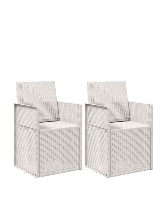 Outdoor Chair Polypropylene White with Cushion 2 Pieces 53x47x88.5 cm