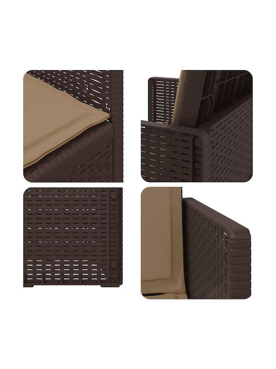 Gartenstühle Polypropylen Braune mit Kissen 2 Stück 53x47x88,5cm