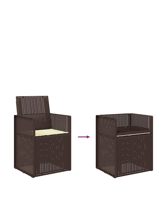 vidaXL Outdoor Chair Polypropylene Brown with Cushion 2 Pieces 53x47x88.5 cm