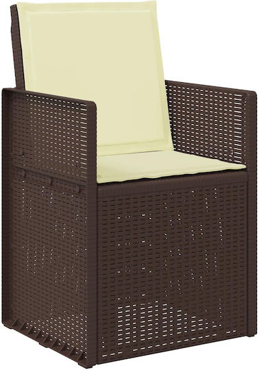 Scaun De Exterior Din Polipropilenă Maro Cu Pernă 2 Buc 53x47x88.5 Cm