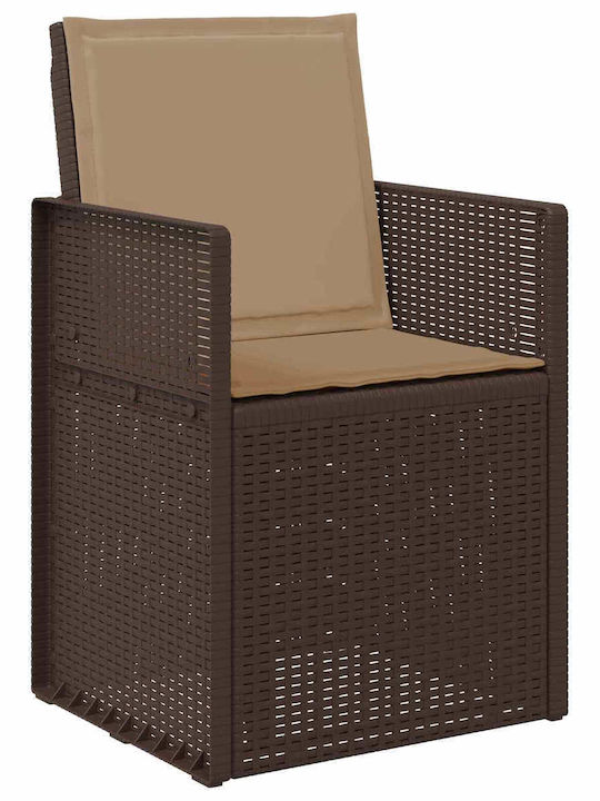 Gartenstühle Polypropylen Braune mit Kissen 2 Stück 53x47x88,5cm