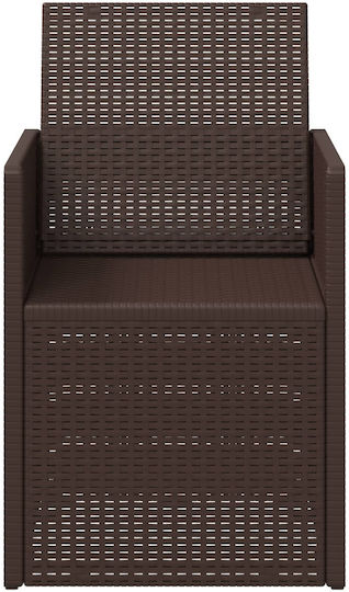 vidaXL Outdoor Chair Polypropylene Brown with Cushion 2 Pieces 53x47x88.5cm