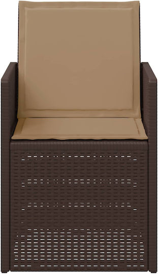vidaXL Outdoor Chair Polypropylene Brown with Cushion 2 Pieces 53x47x88.5 cm