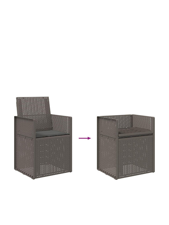 vidaXL Outdoor Chair Polypropylene Light Gray with Cushion 2 Pieces 53x47x88.5 cm