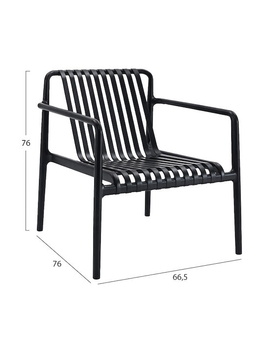 Fotoliu de Exterior din Polipropilenă Lounge Negru 66x77x76cm