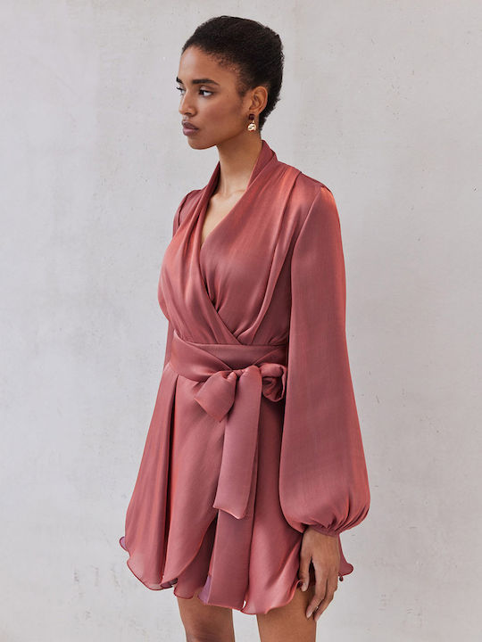 Mini Evening Satin Dress Magenda