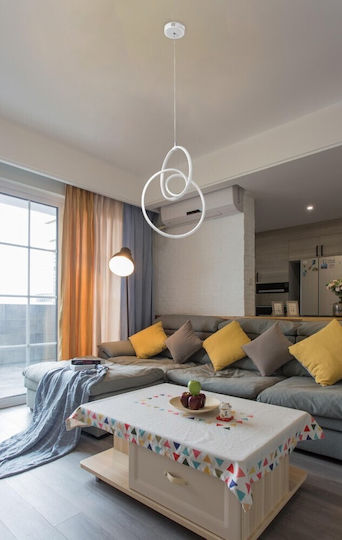 Stewehome Modern Led Ceiling Light White Double Circle Shape 30 × 40 × 110 Cm