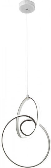 Stewehome Modern Led Ceiling Light White Double Circle Shape 30 × 40 × 110 Cm