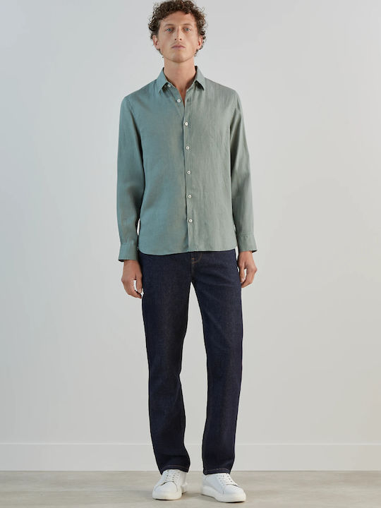 Long Sleeve Linen Green Shirt