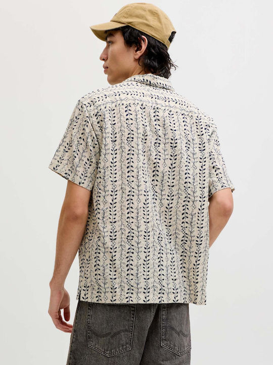 Jack & Jones Short Sleeve Shirt in Regular Fit Ecru
