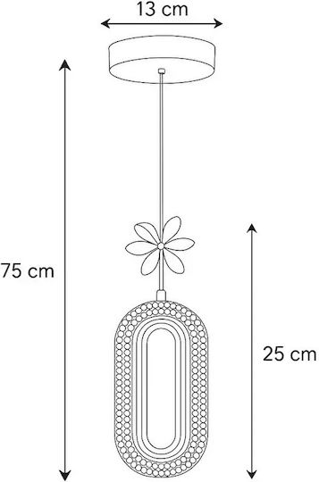 SteweHome Alfa 1 Led Λαμπτήρας Χρυσό Ε27 Αβίζα Μοντέρνα Φωτισμού 13x75cm
