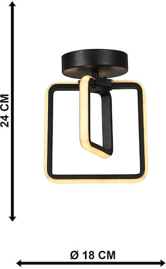 Stewehome Modern LED Ceiling Light Black Ferah – 3 Colours LED Technology 15 X 24 Cm