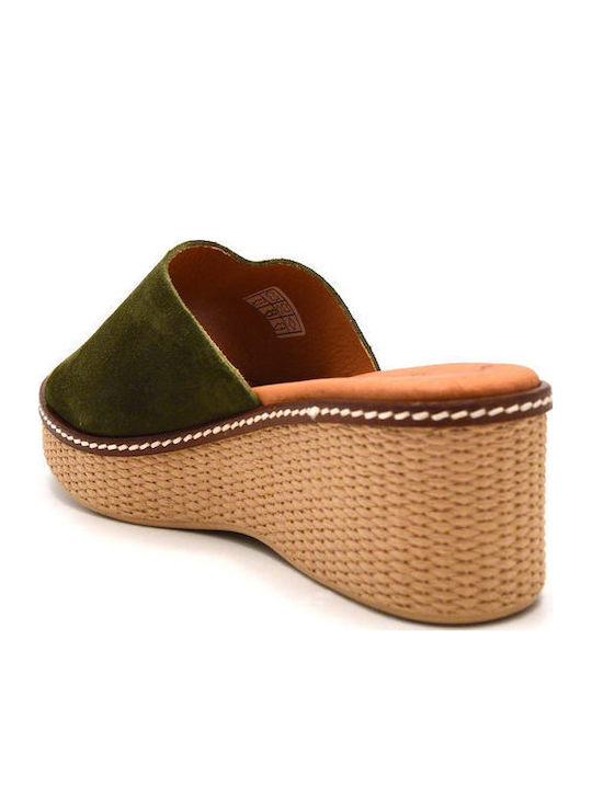 Women's Summer Platforms In Slipper Style Green